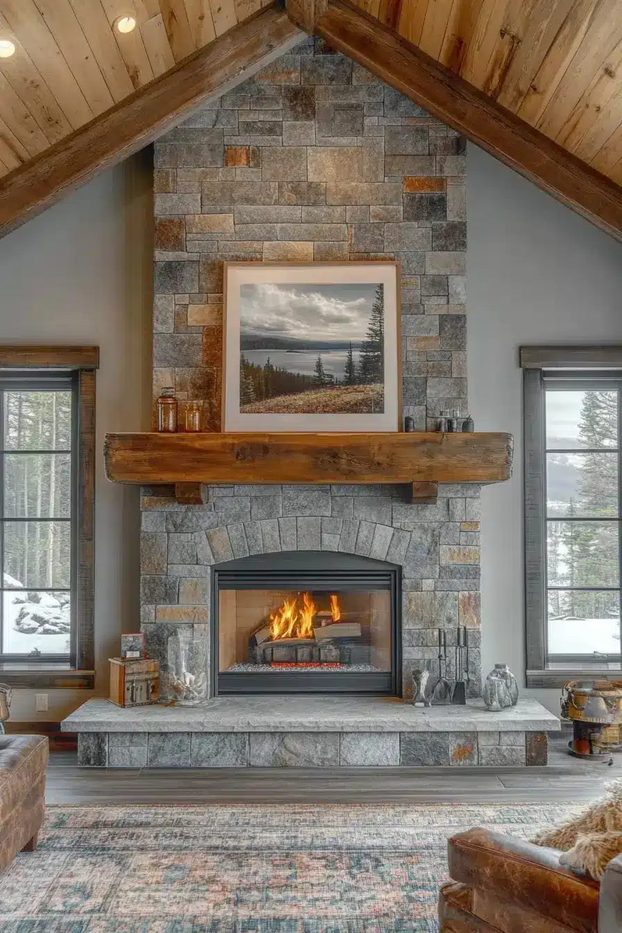 rustic farmhouse fireplace