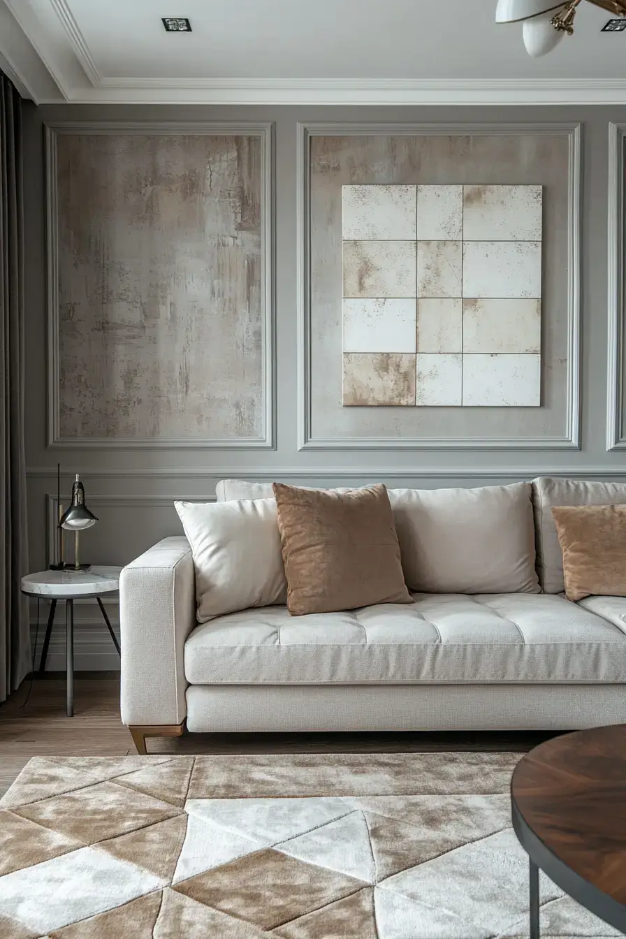 grey and beige living room