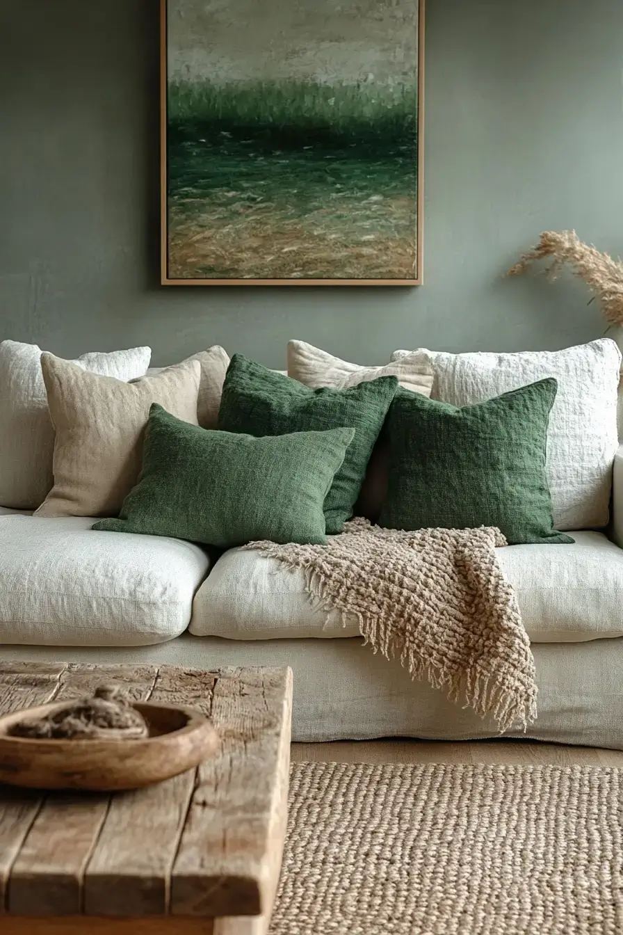 emerald green living room