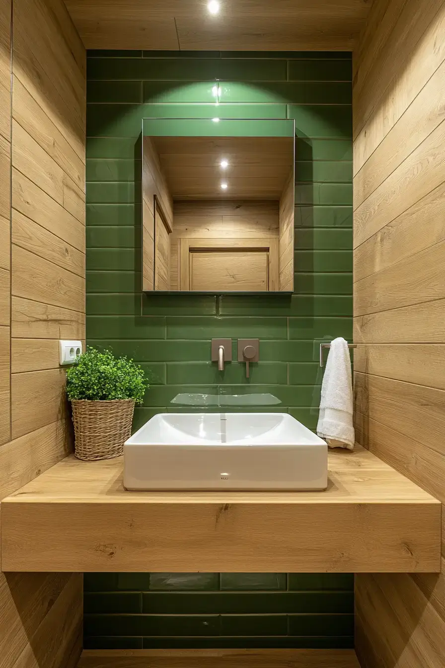 emerald green bathroom