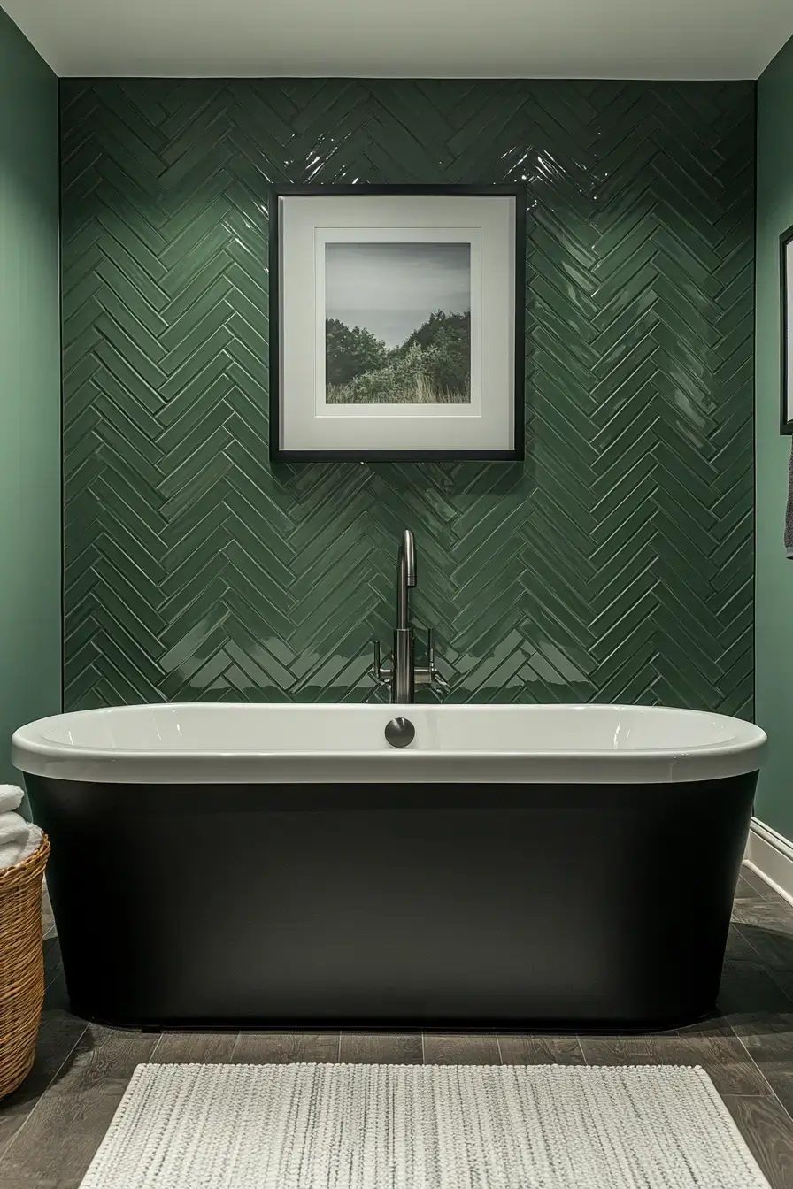 emerald green bathroom
