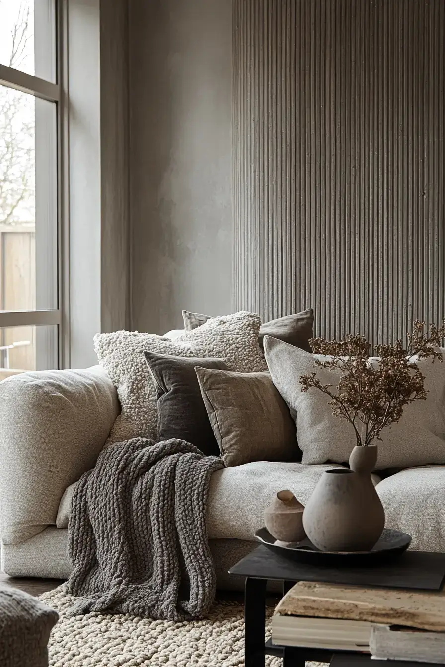 grey and beige living room