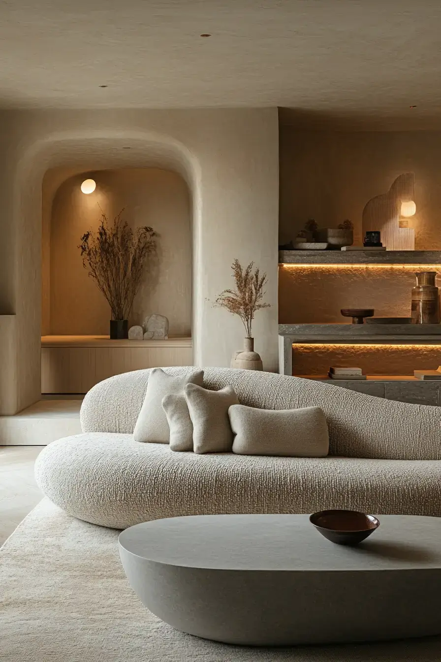 grey and beige living room