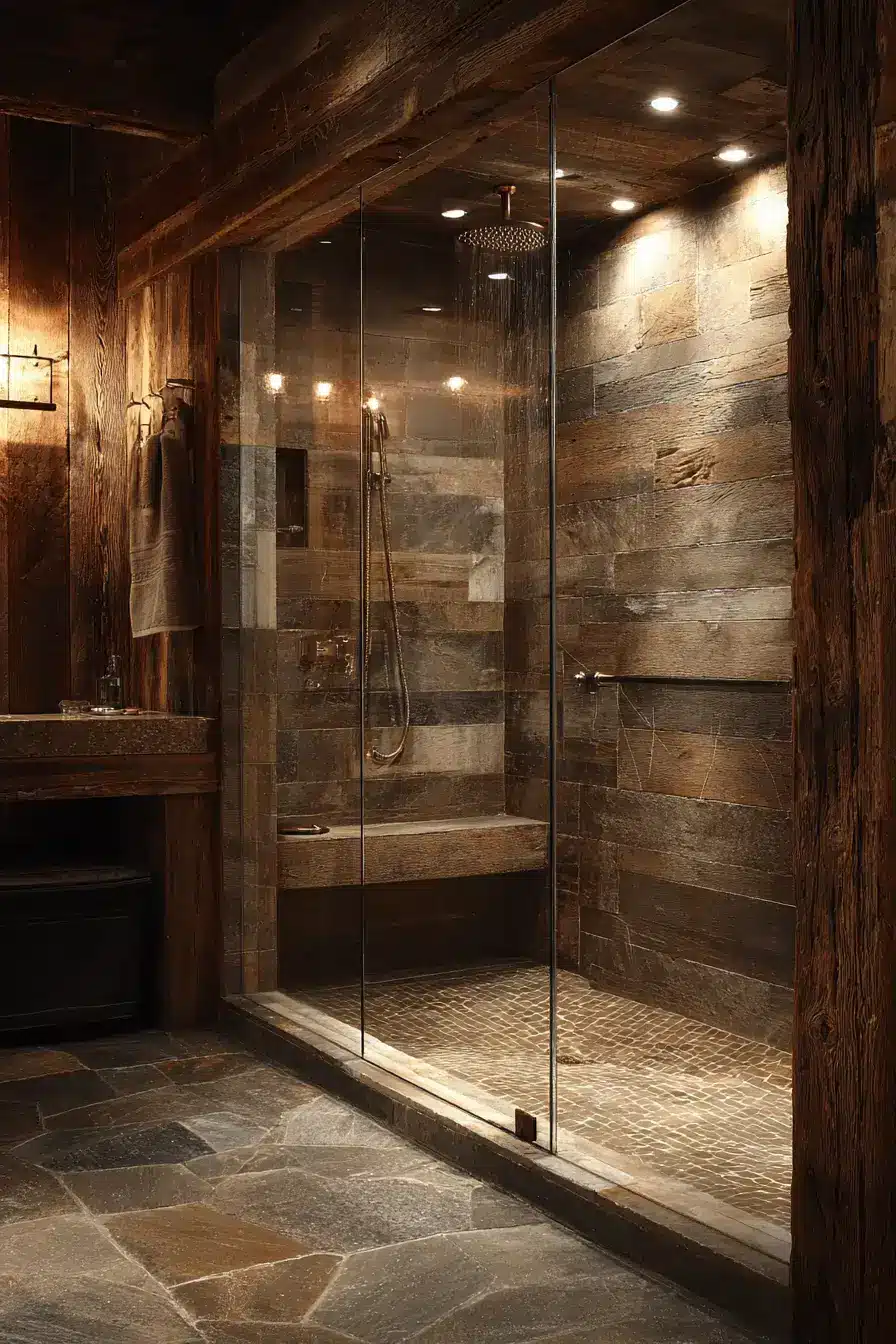 rustic walk in shower ideas
