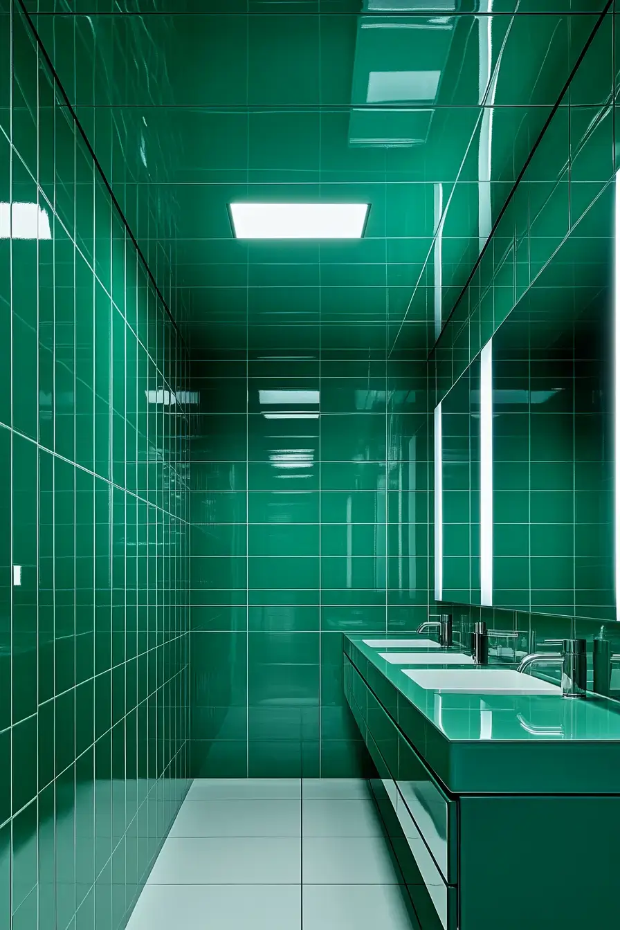 emerald green bathroom