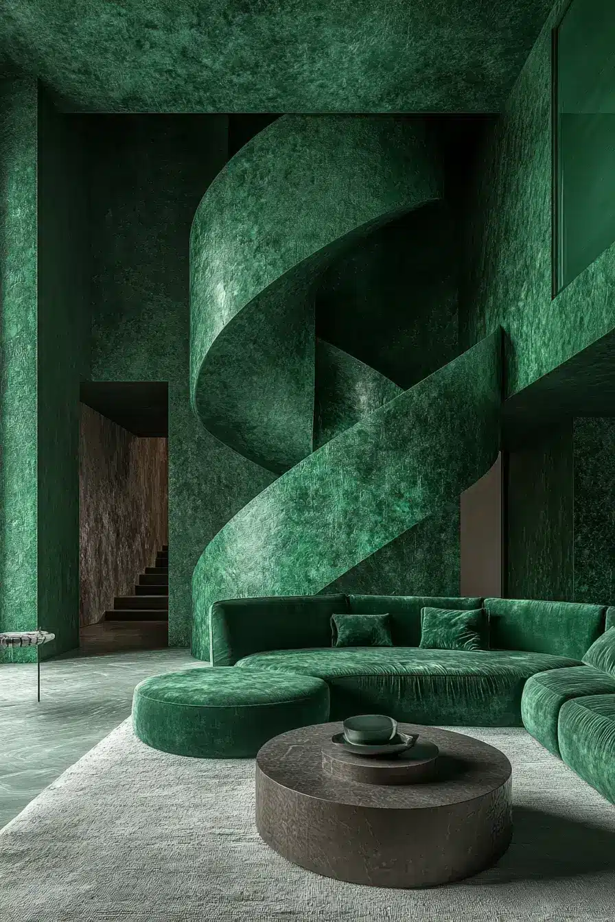 emerald green living room