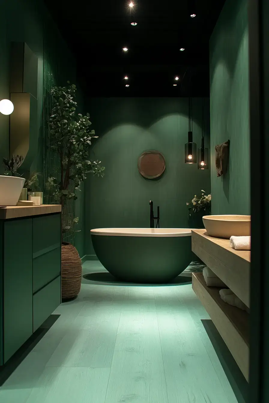 emerald green bathroom