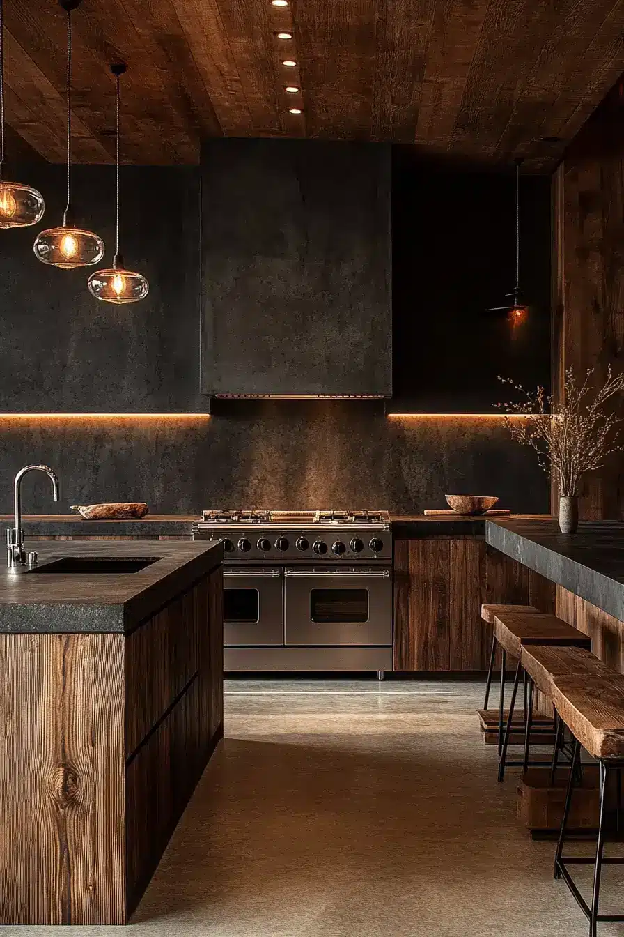 dark rustic kitchen