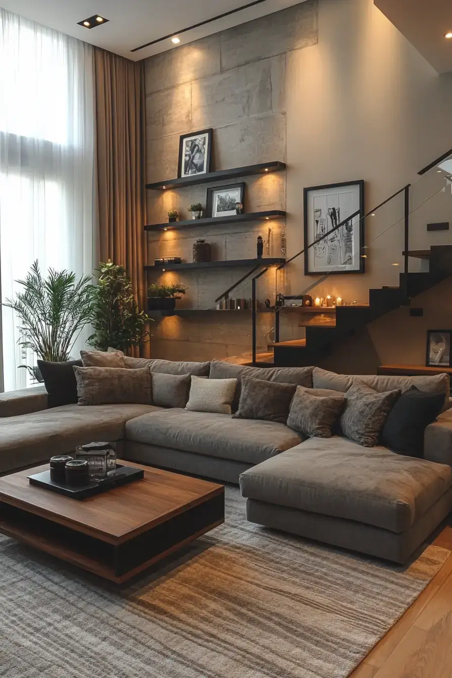 grey and beige living room