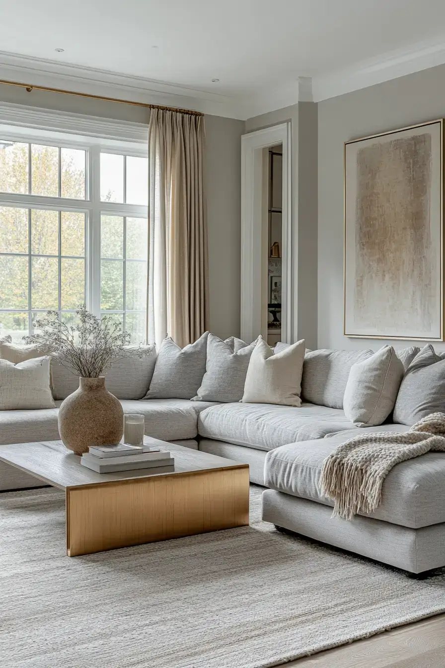 grey and beige living room