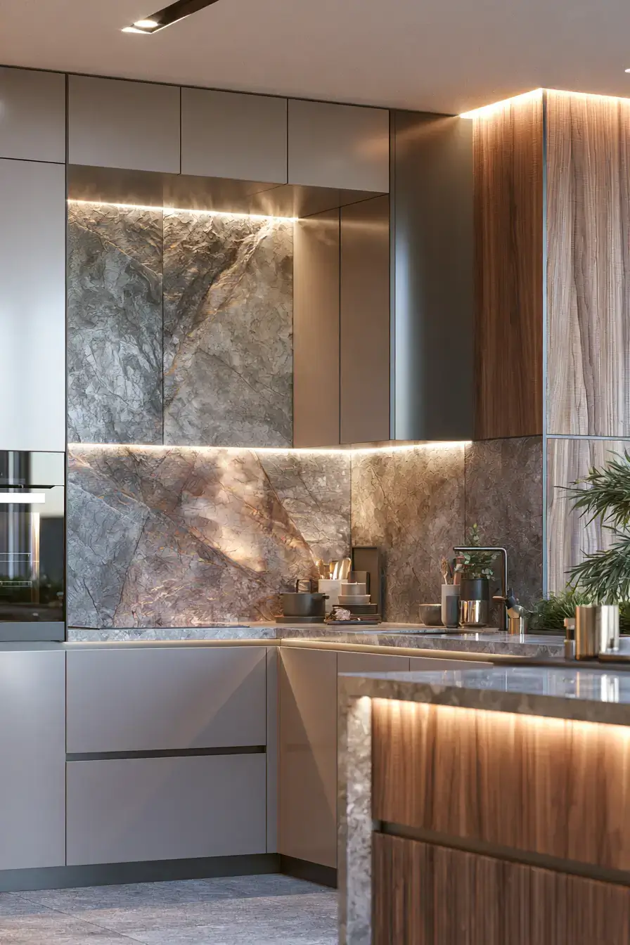 natural stone backsplash kitchen