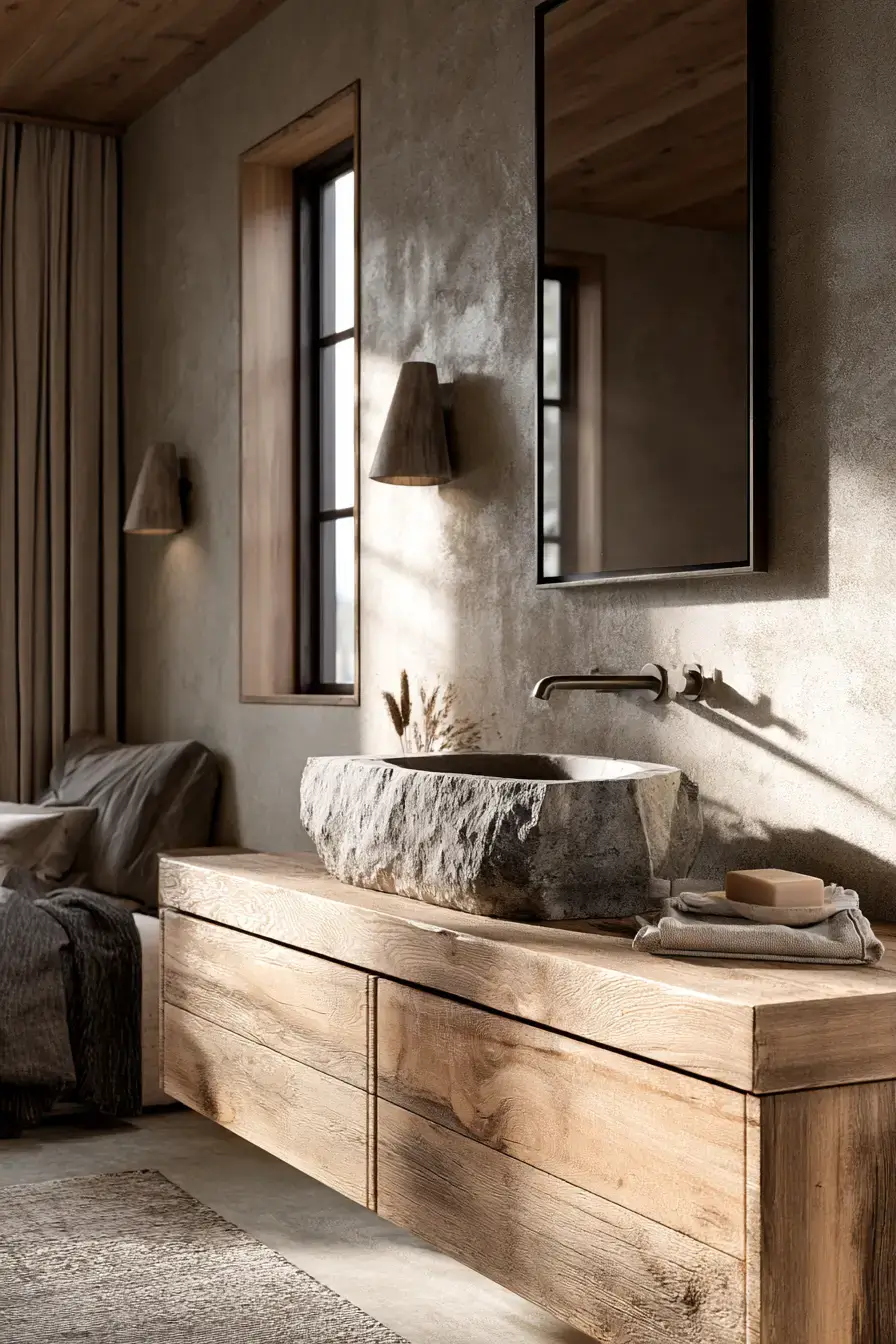 stone sink bathroom