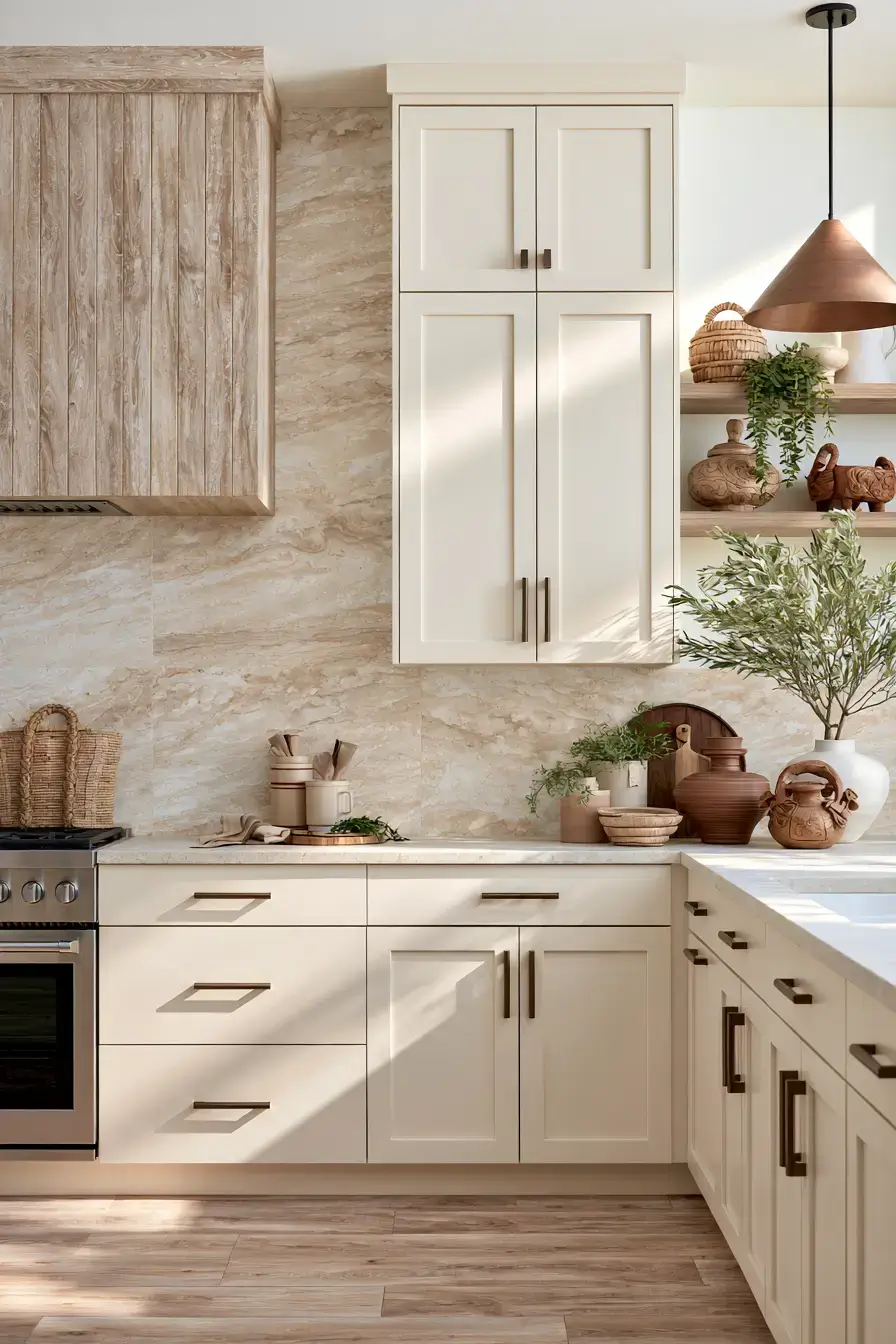 natural stone backsplash kitchen
