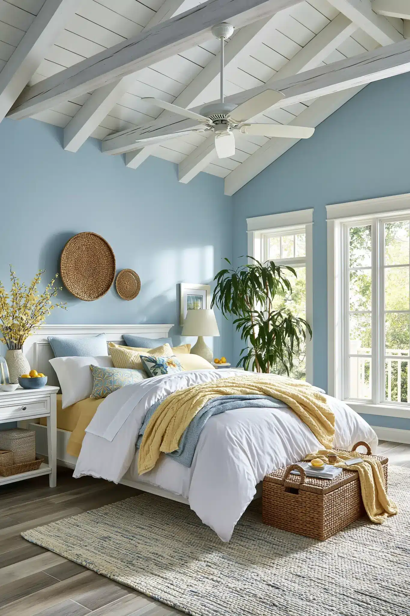 light blue and yellow bedroom