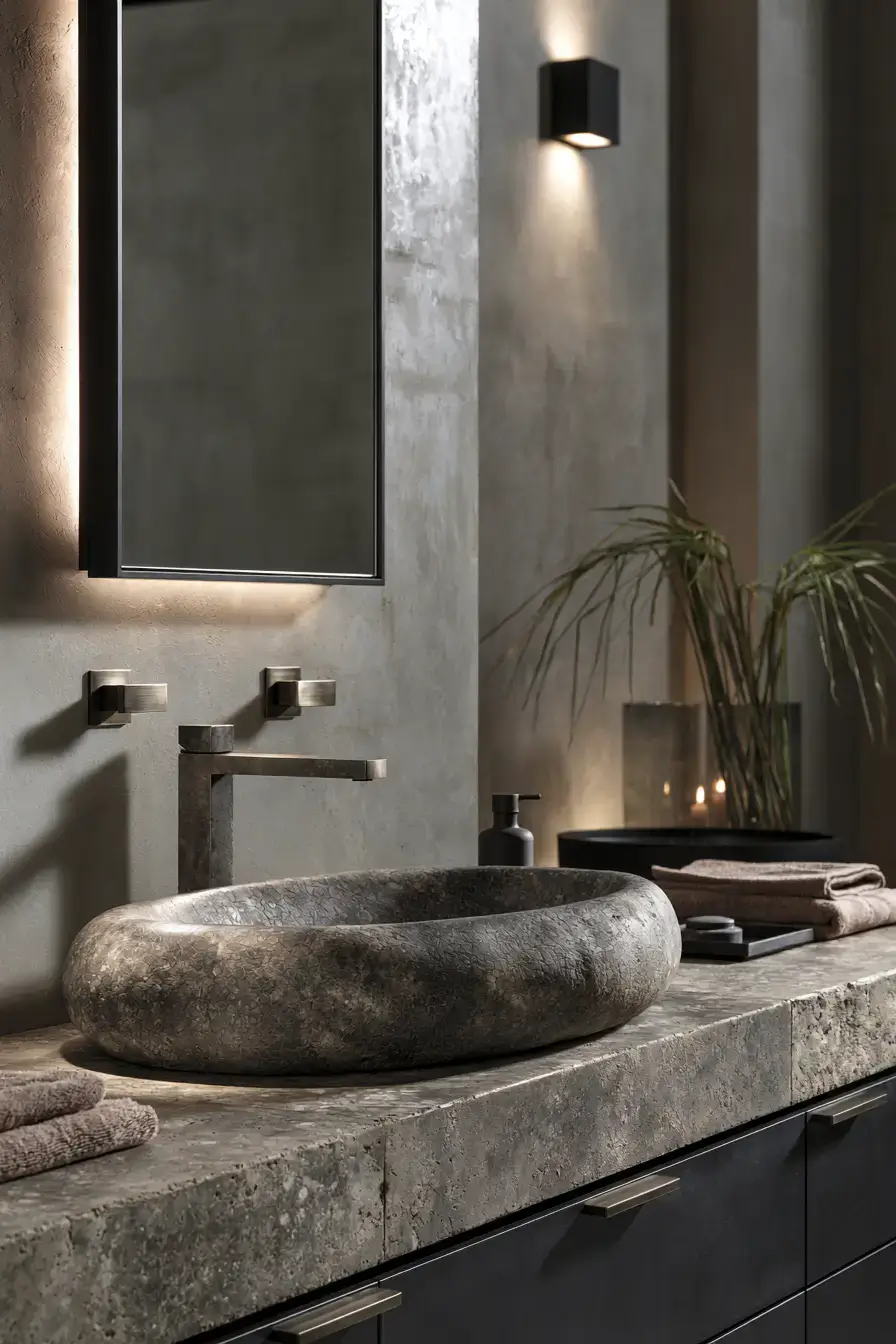 stone sink bathroom