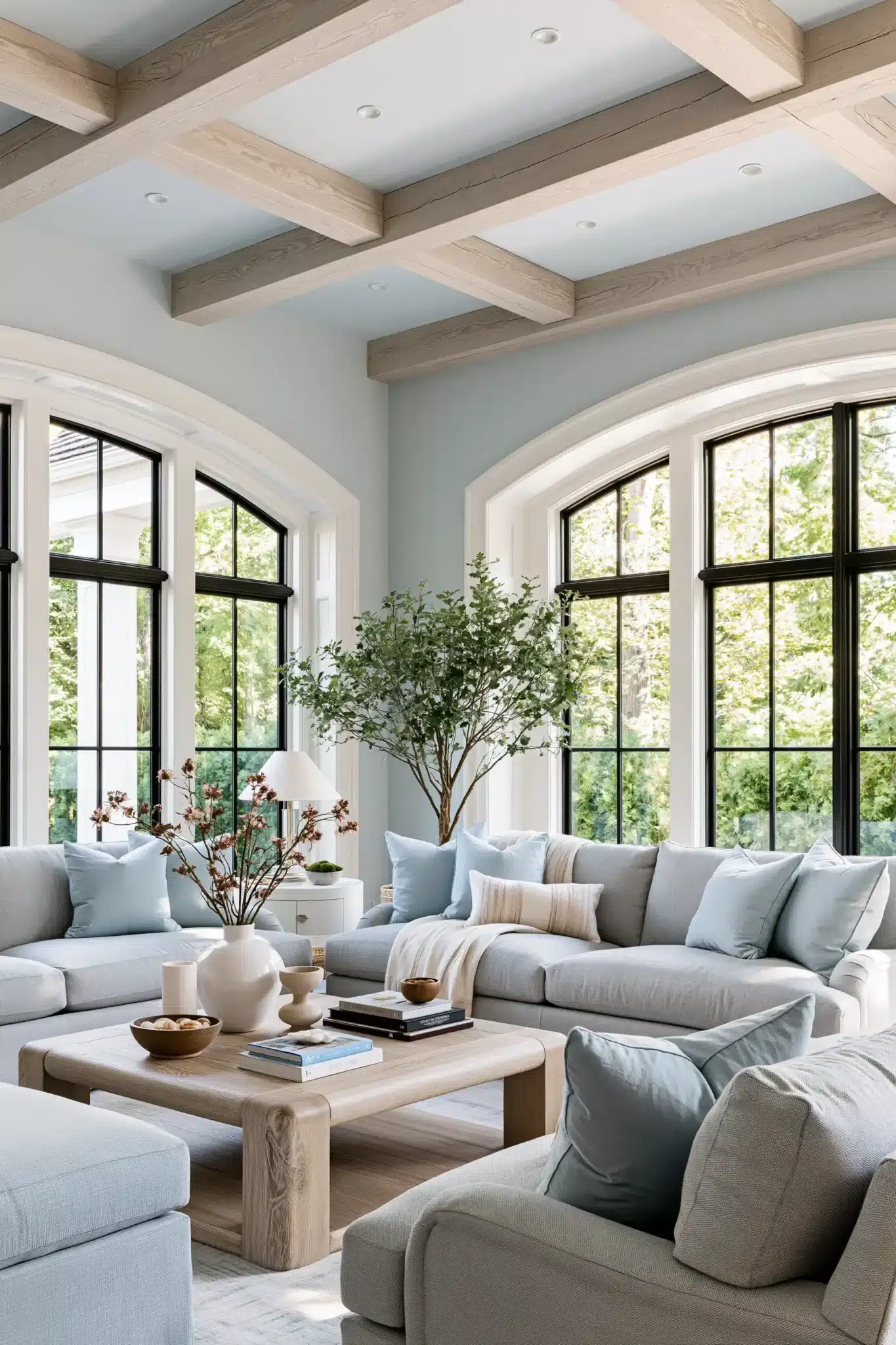 light blue and grey living room