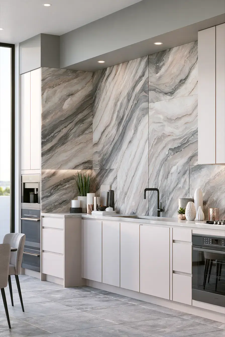 natural stone backsplash kitchen