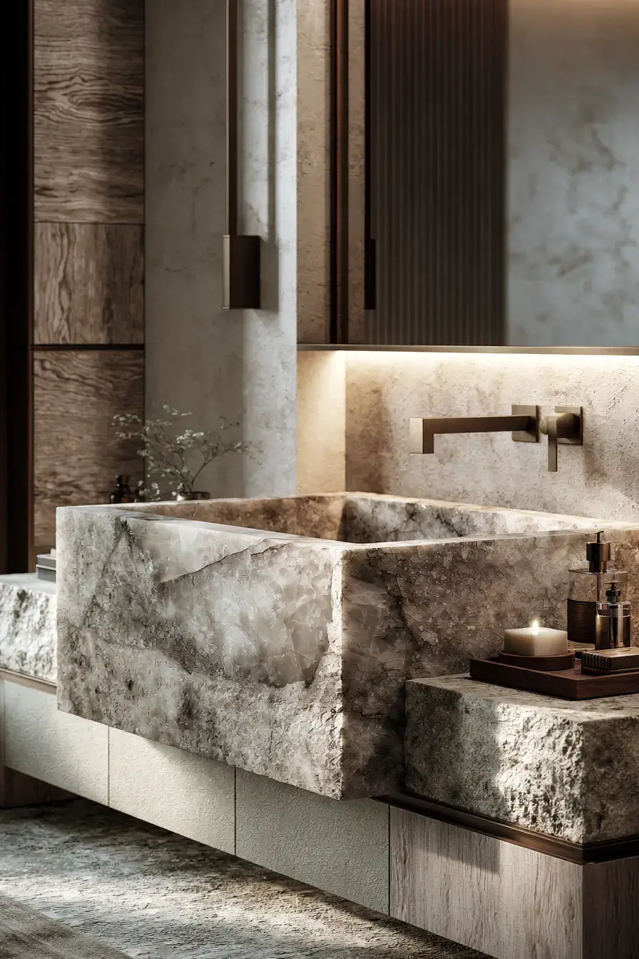 stone sink bathroom