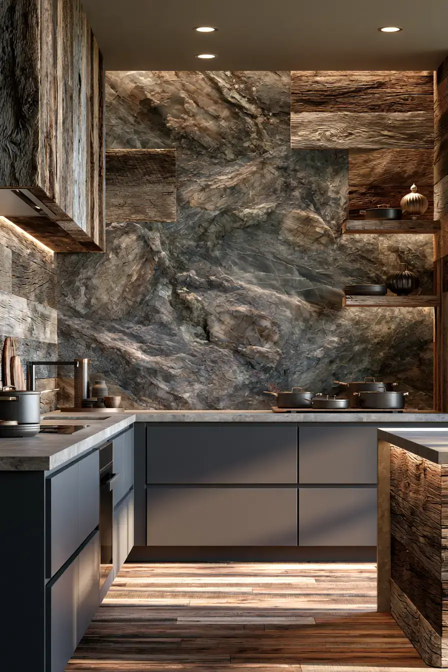 natural stone backsplash kitchen