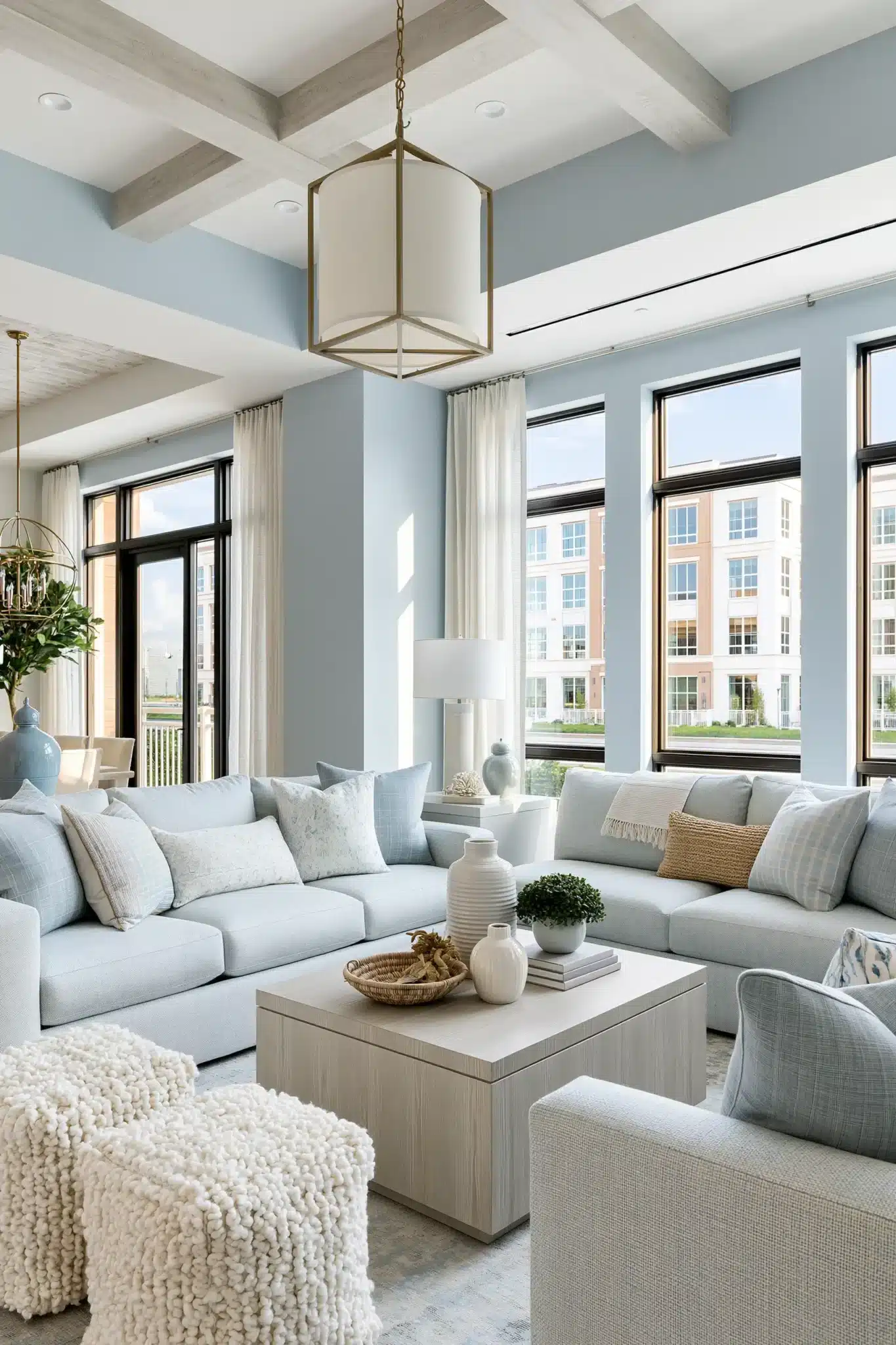 light blue and grey living room