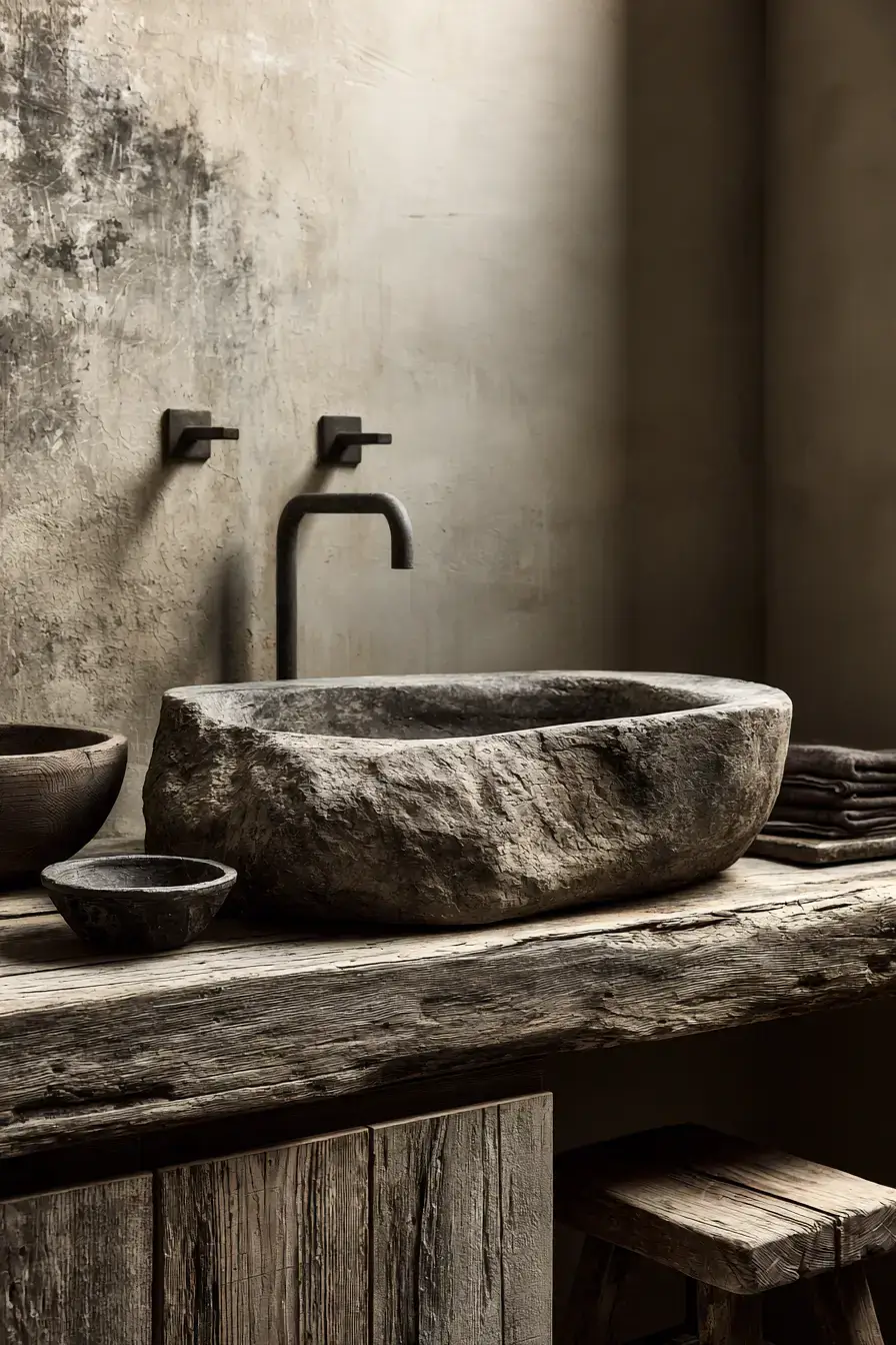 stone sink bathroom