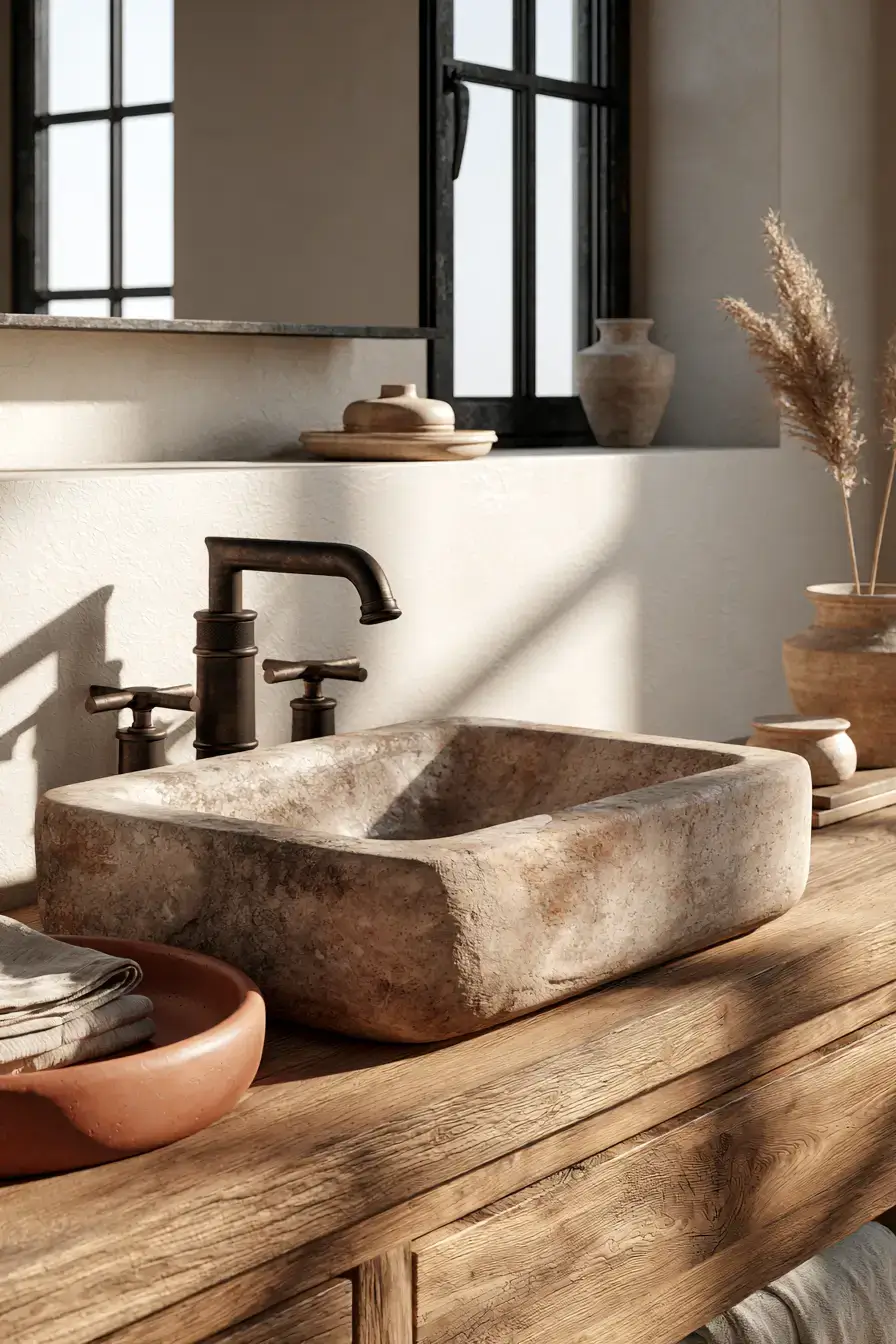 stone sink bathroom