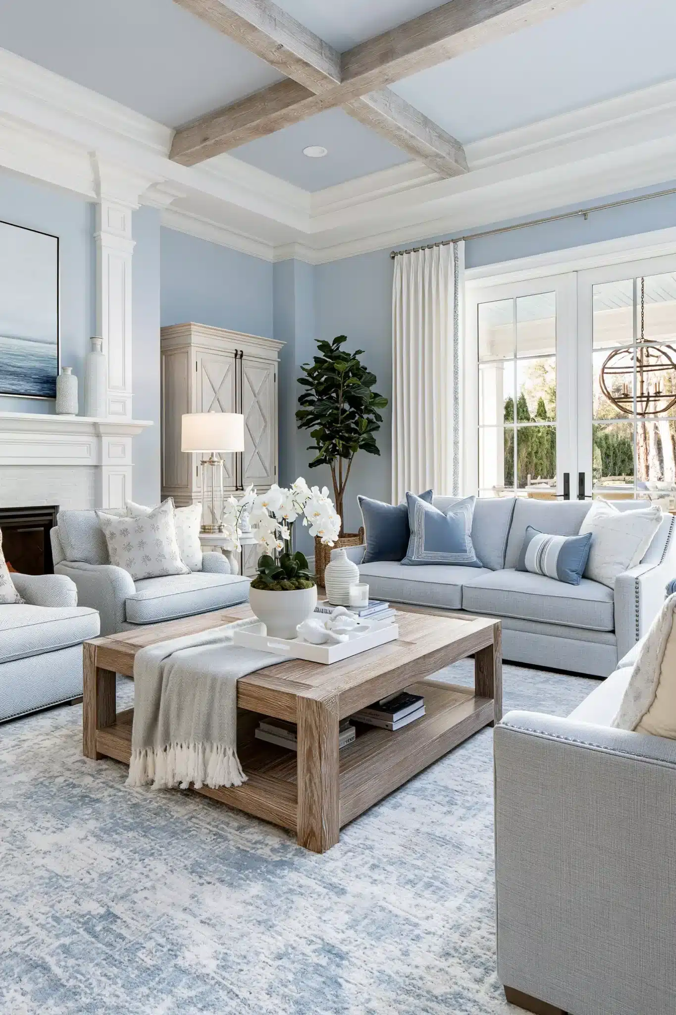 light blue and grey living room