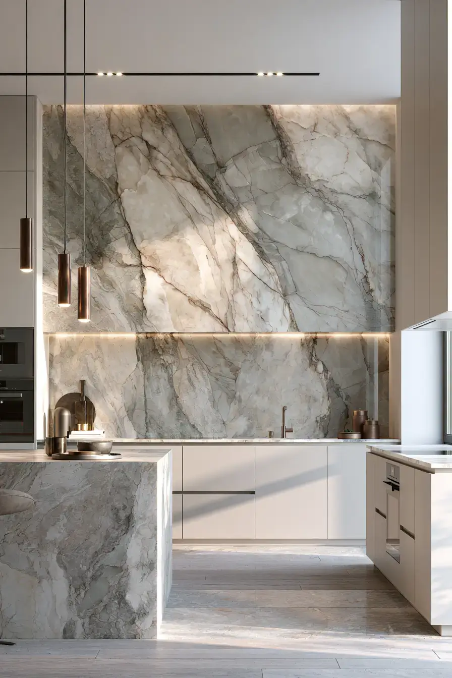 natural stone backsplash kitchen