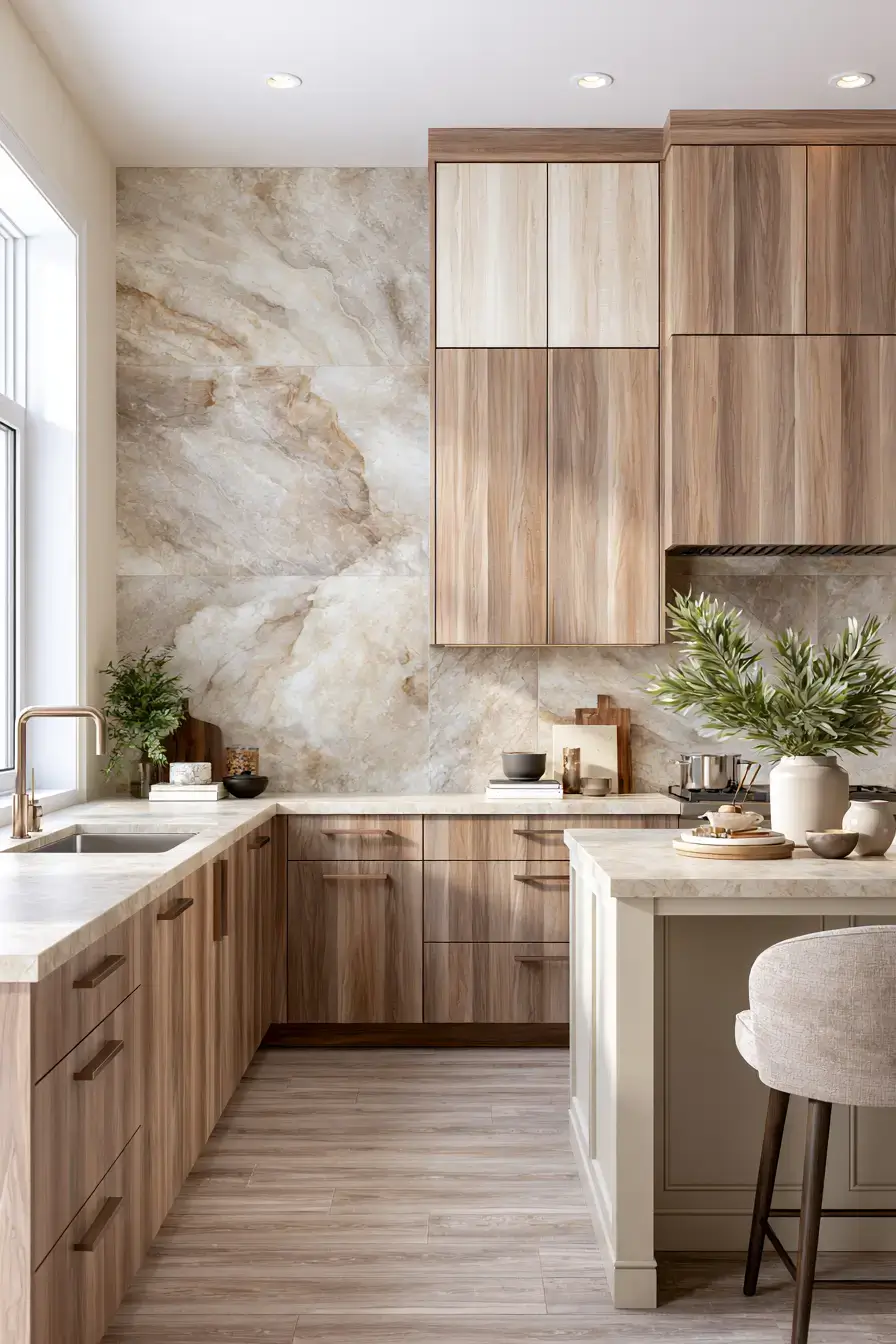 natural stone backsplash kitchen