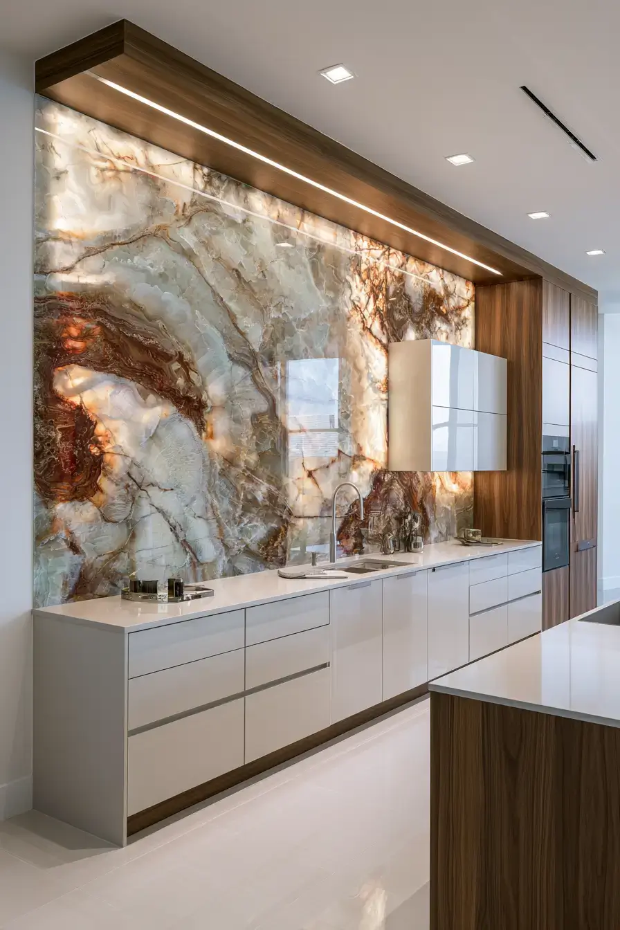 natural stone backsplash kitchen
