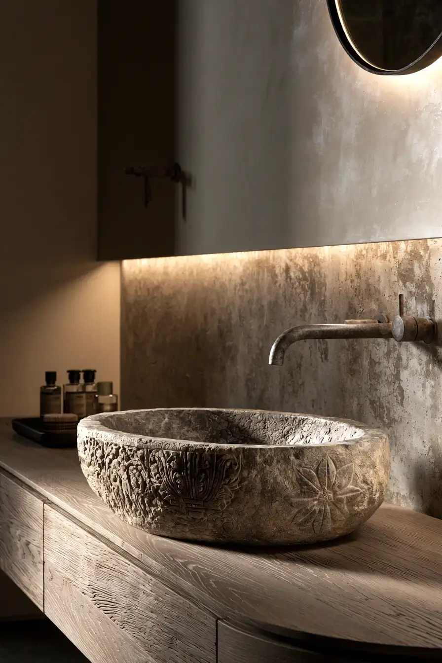 stone sink bathroom