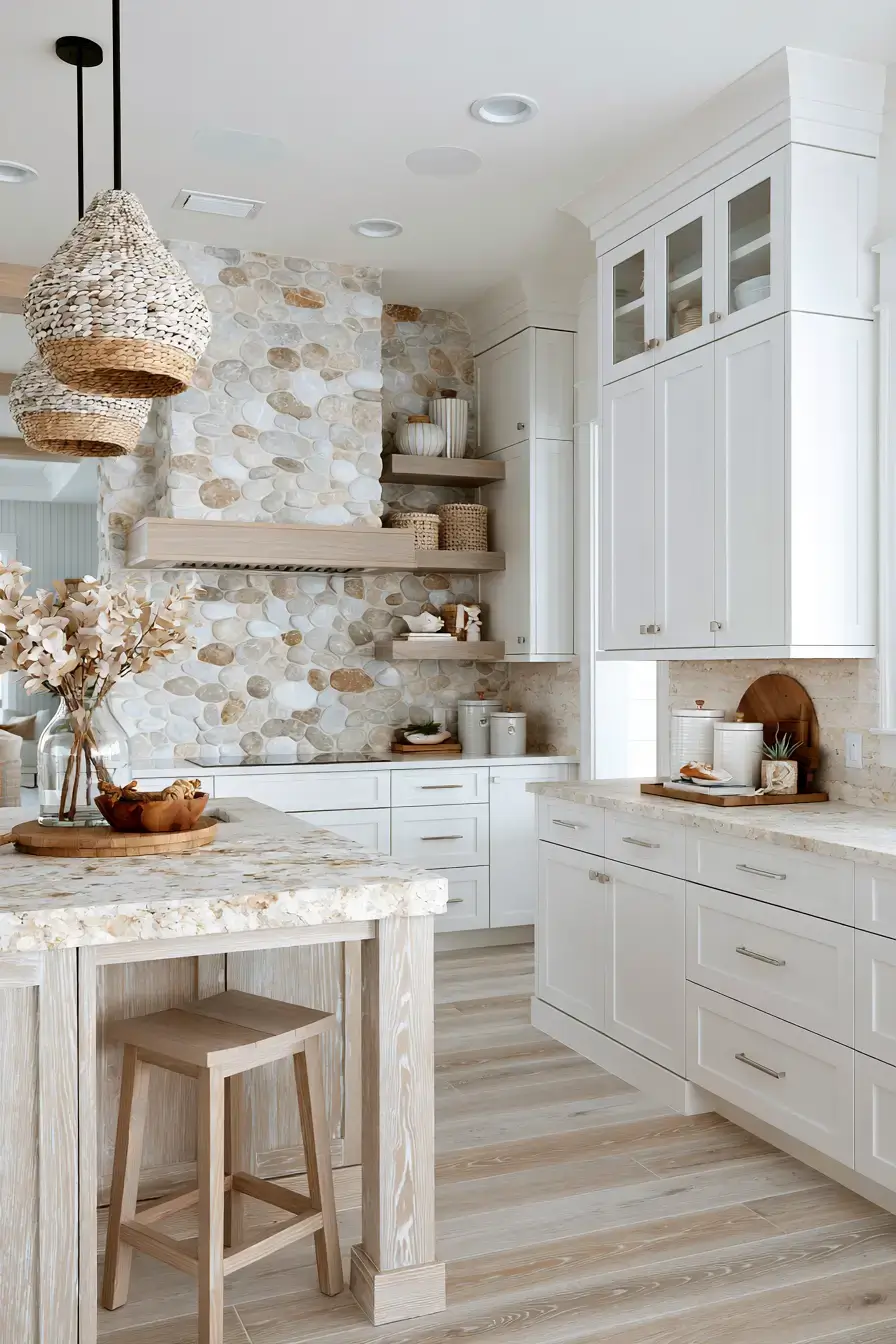 natural stone backsplash kitchen