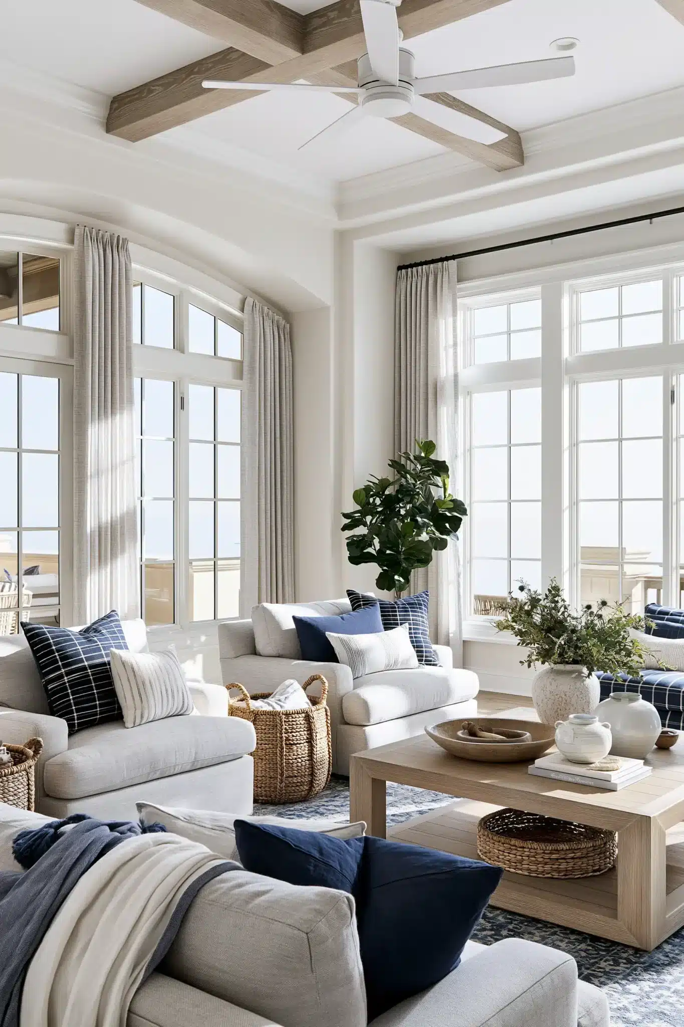 navy blue and grey living room