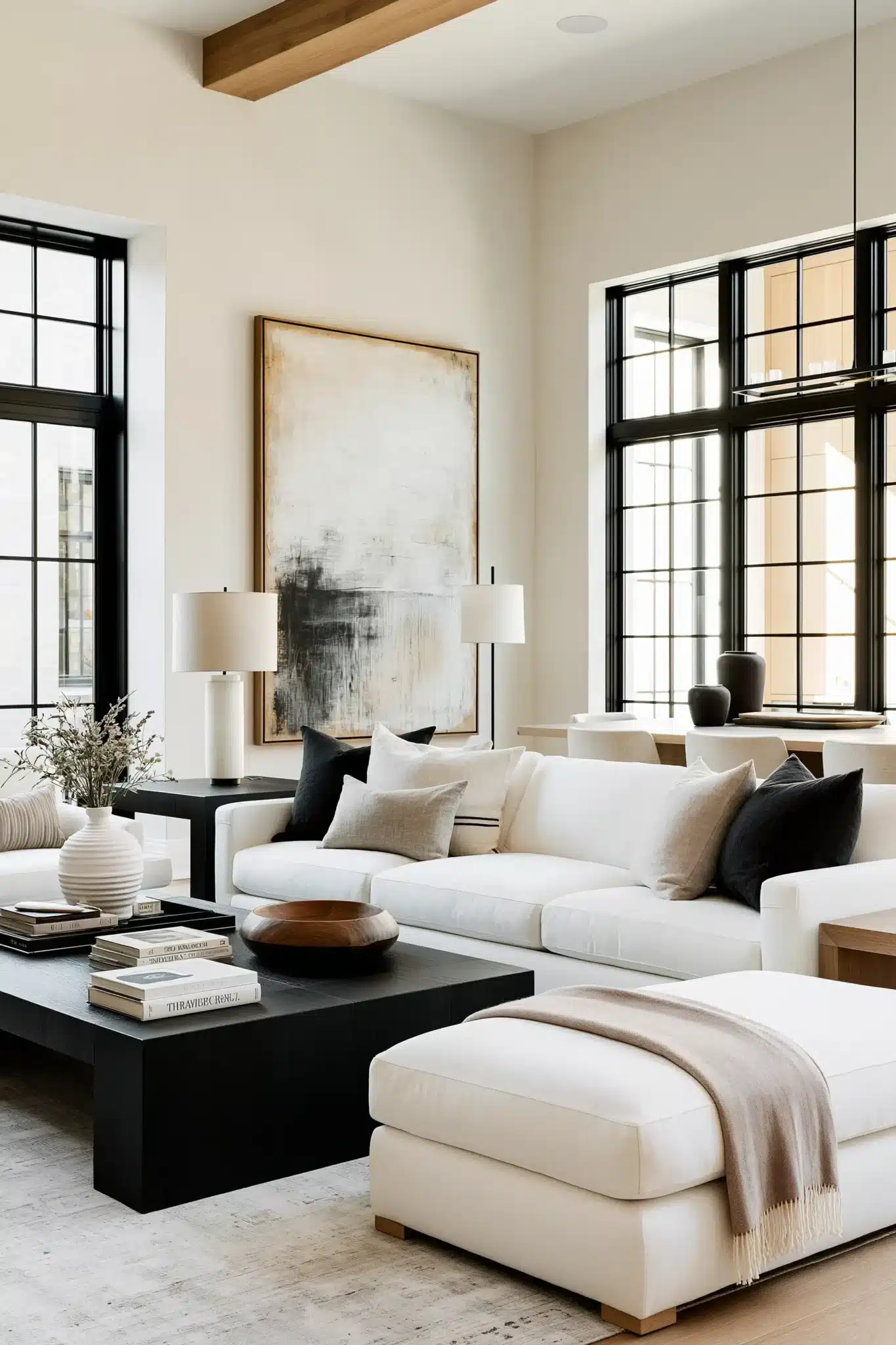 black and white living room decor