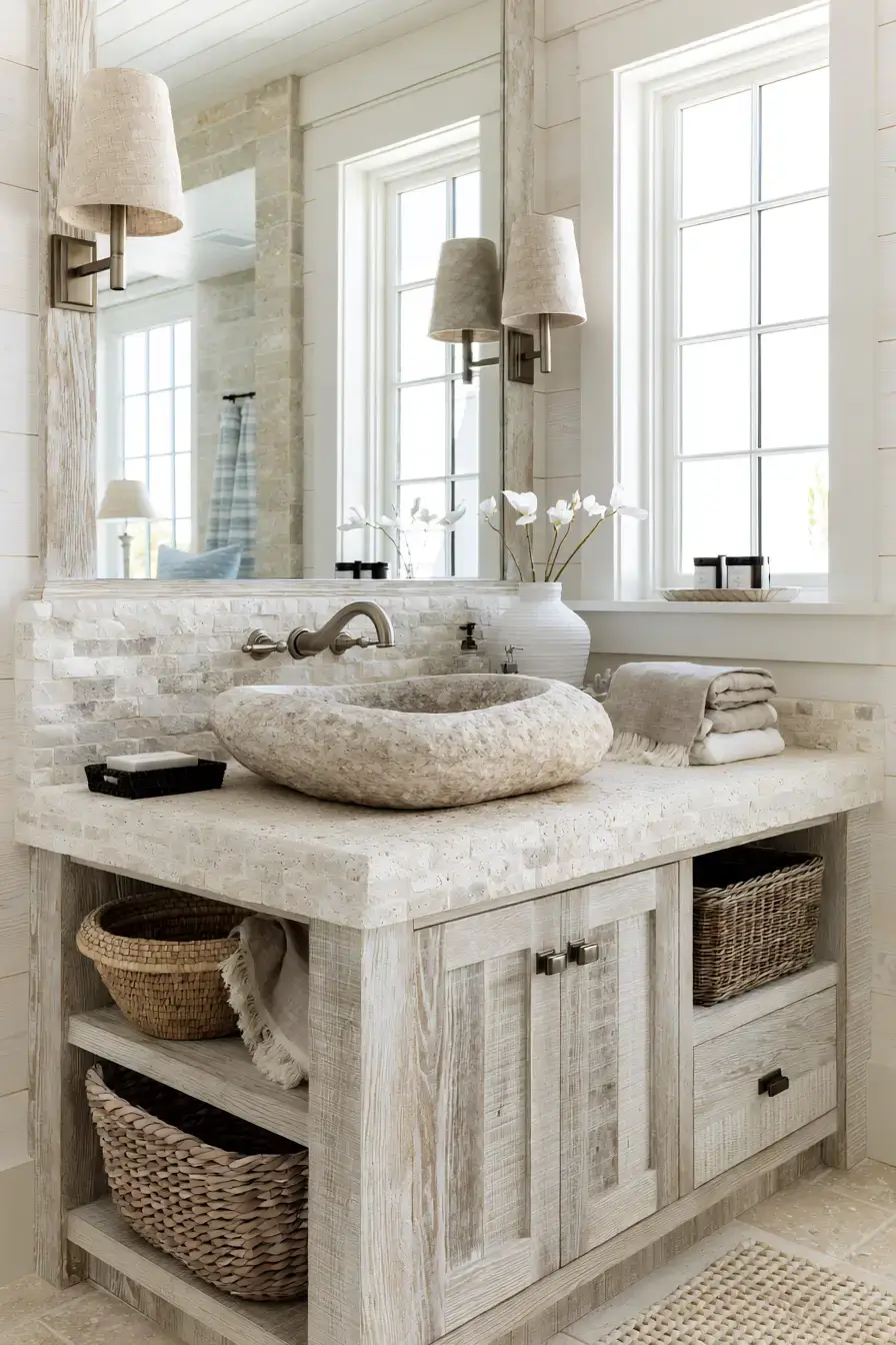 stone sink bathroom
