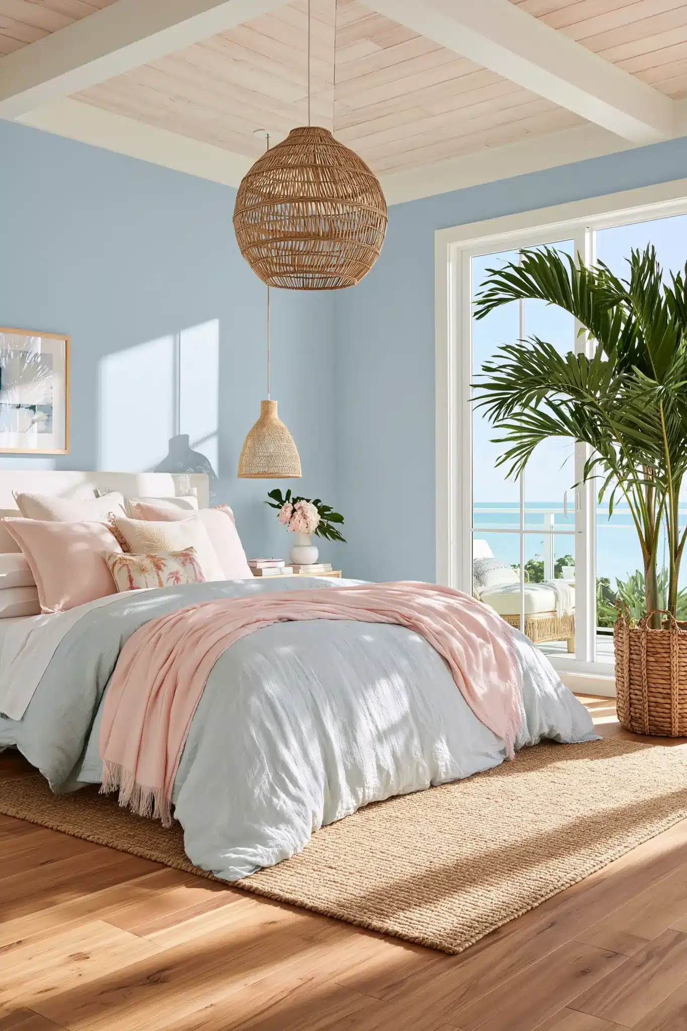 light blue and pink bedroom