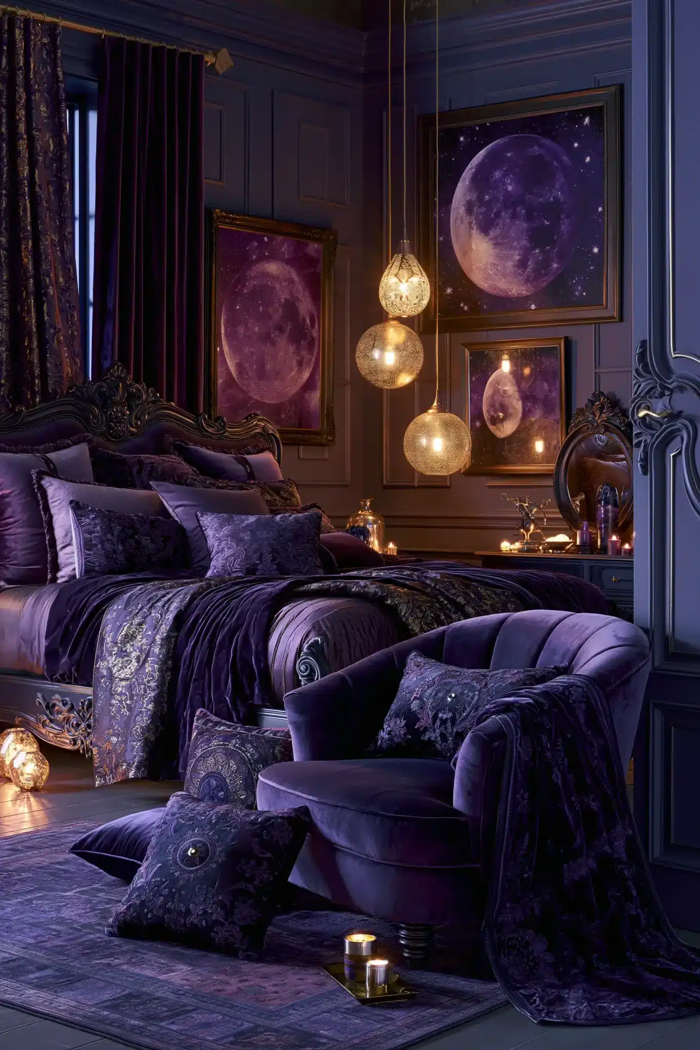 purple gothic bedroom