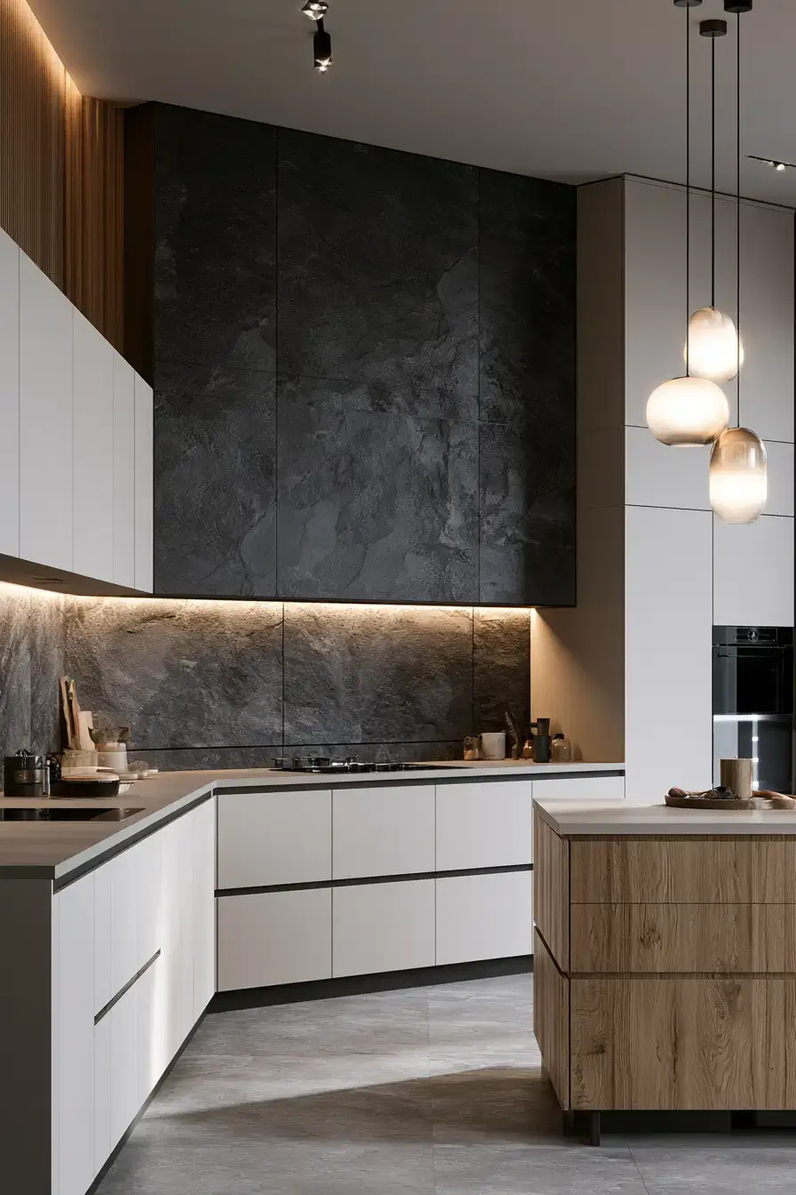 natural stone backsplash kitchen