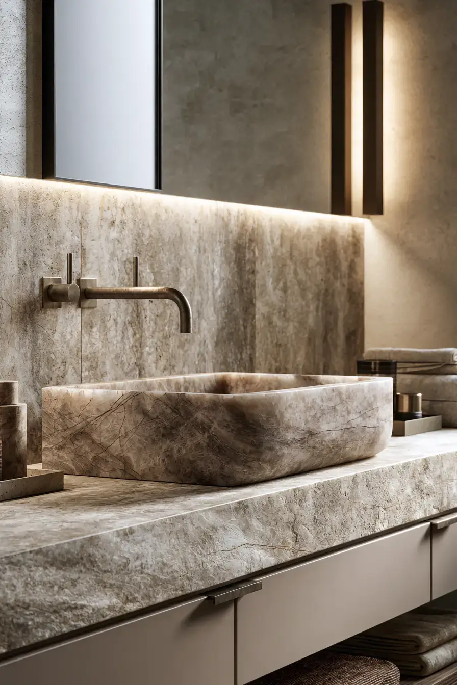 stone sink bathroom