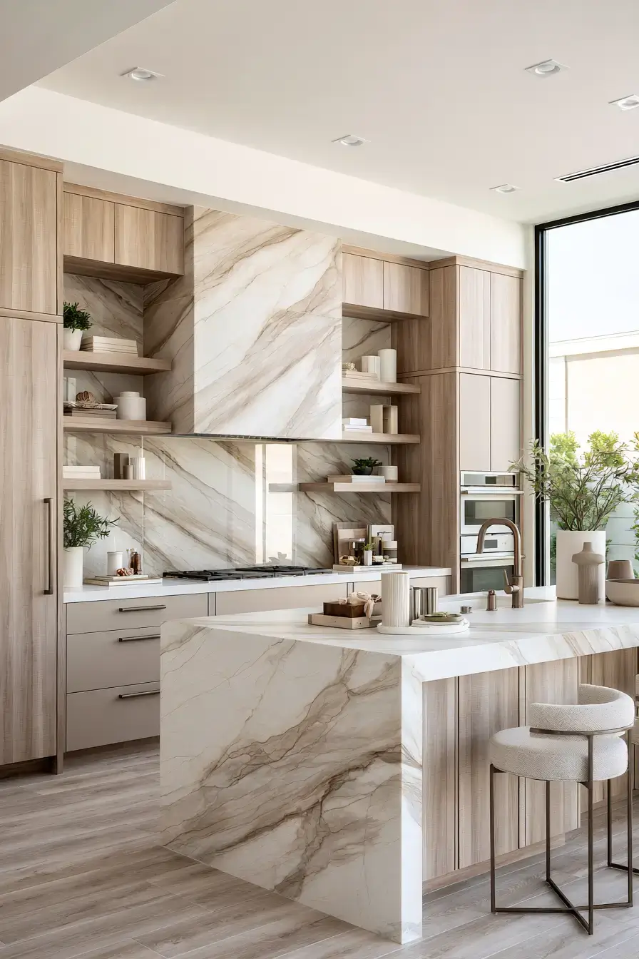 natural stone backsplash kitchen