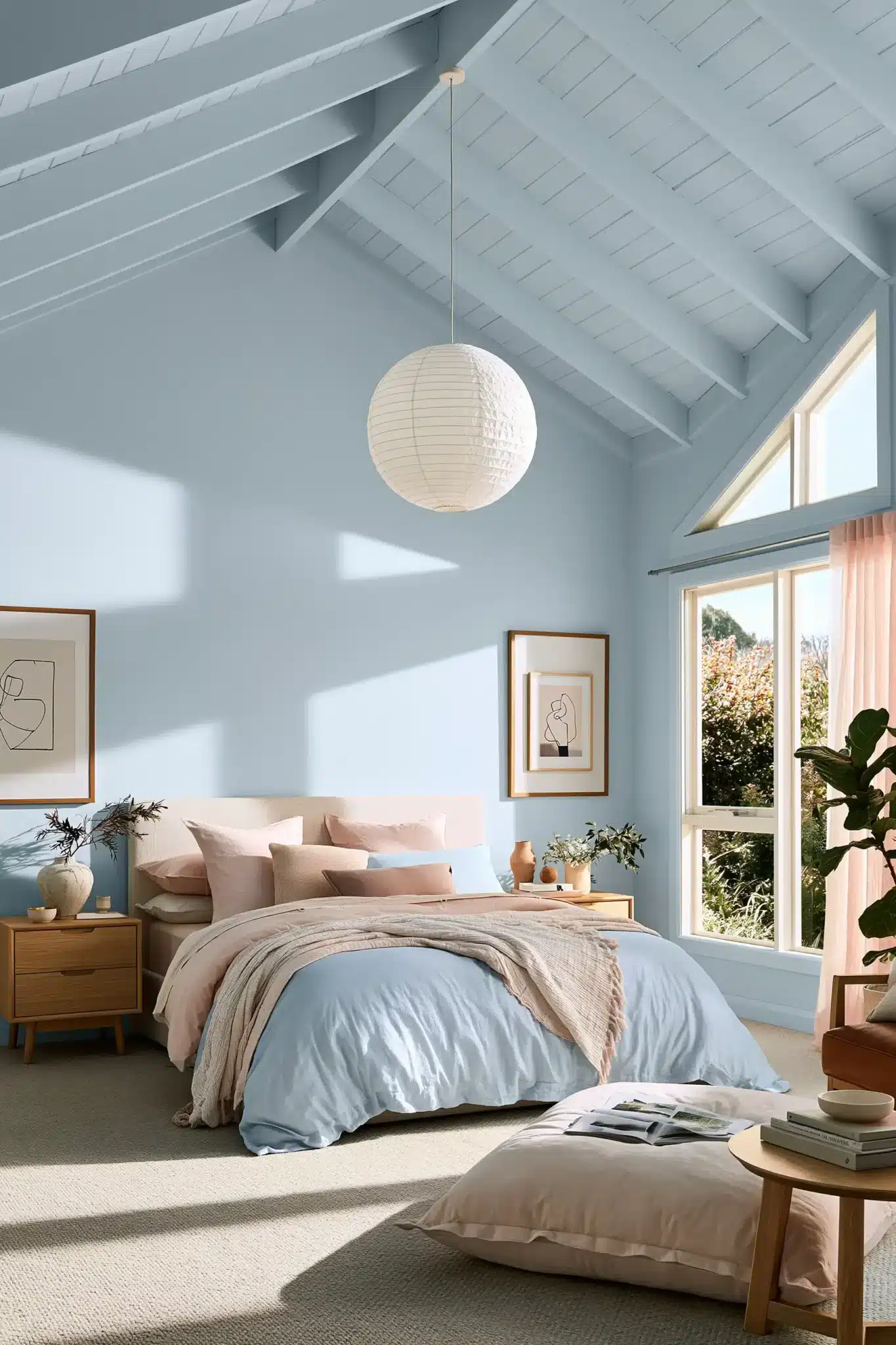 light blue and pink bedroom