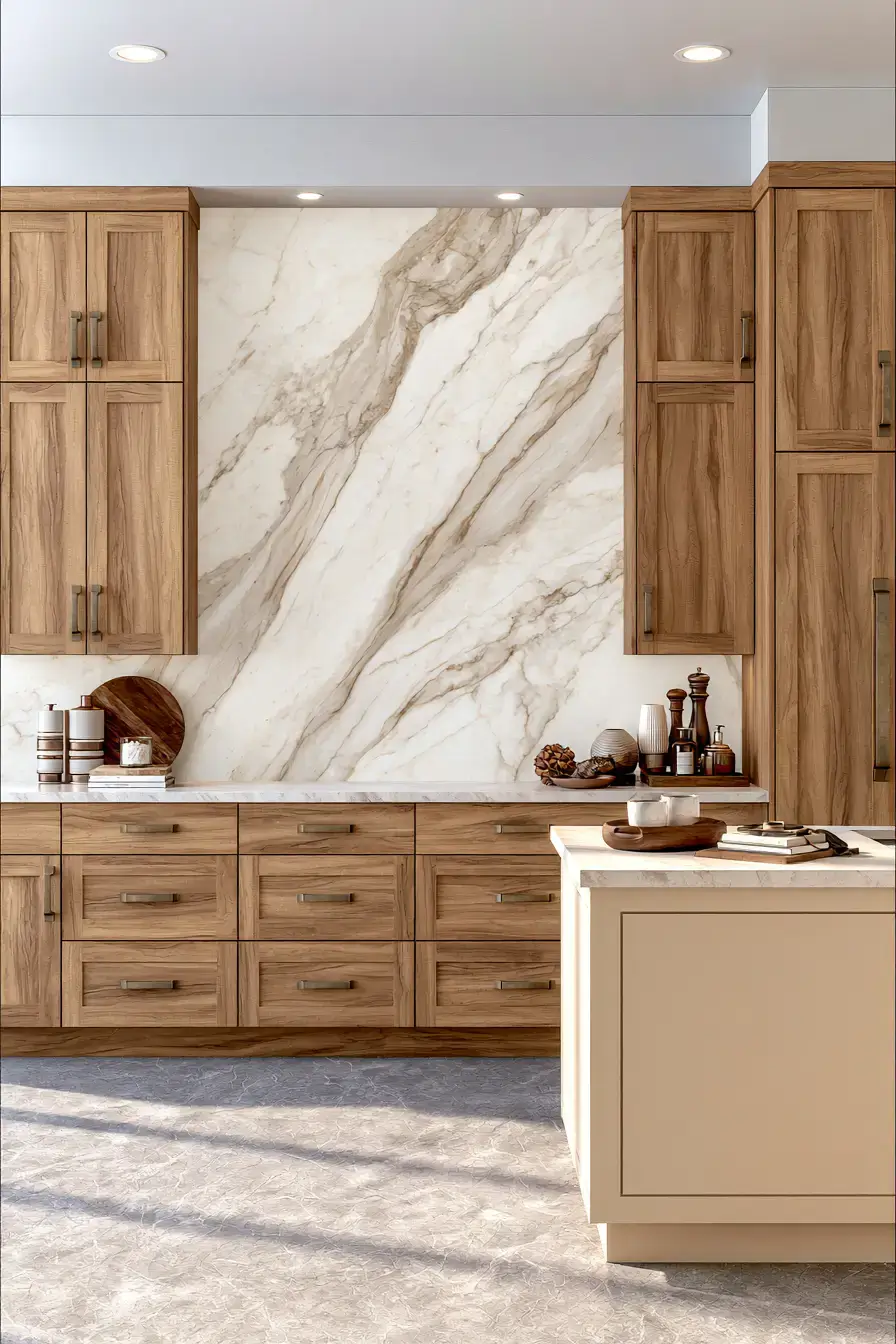 natural stone backsplash kitchen