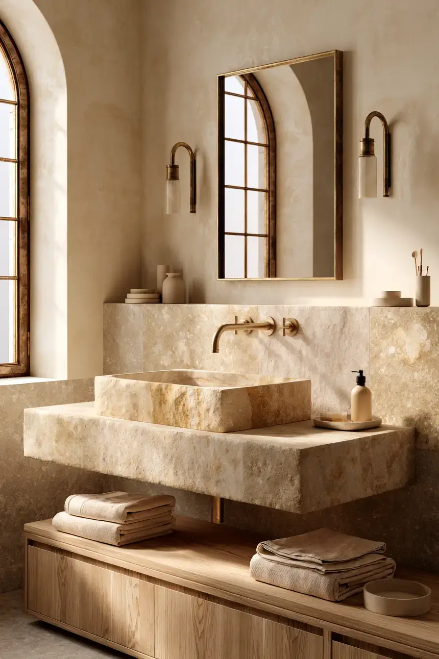stone sink bathroom