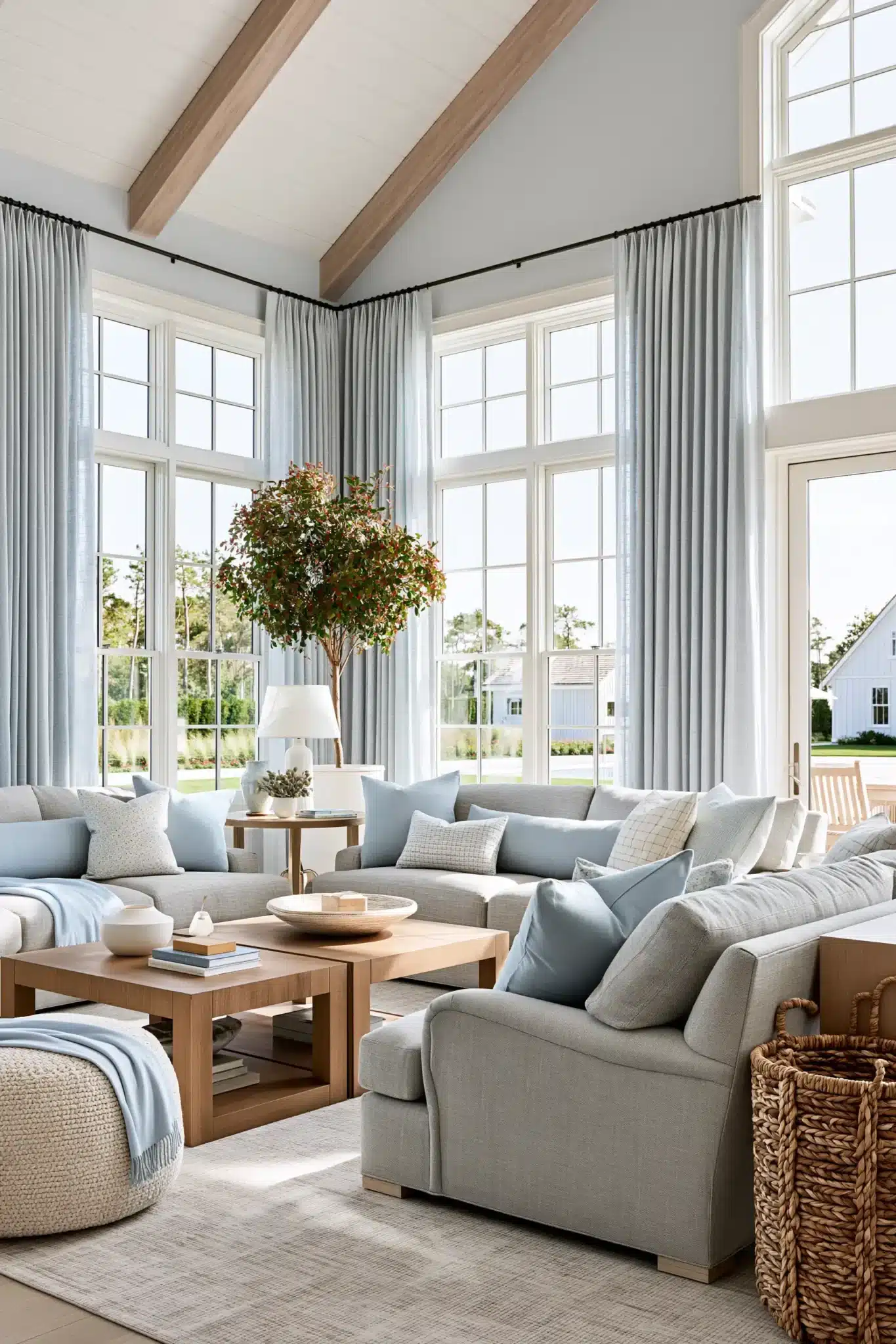 light blue and grey living room
