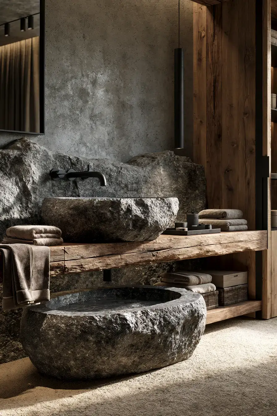 stone sink bathroom