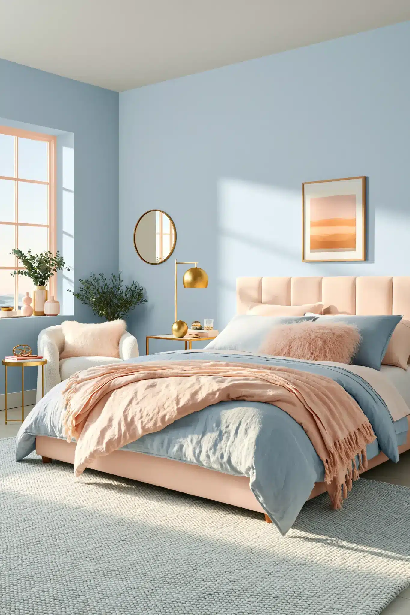 light blue and pink bedroom