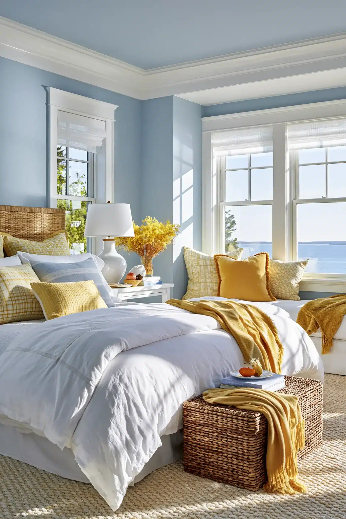 light blue and yellow bedroom