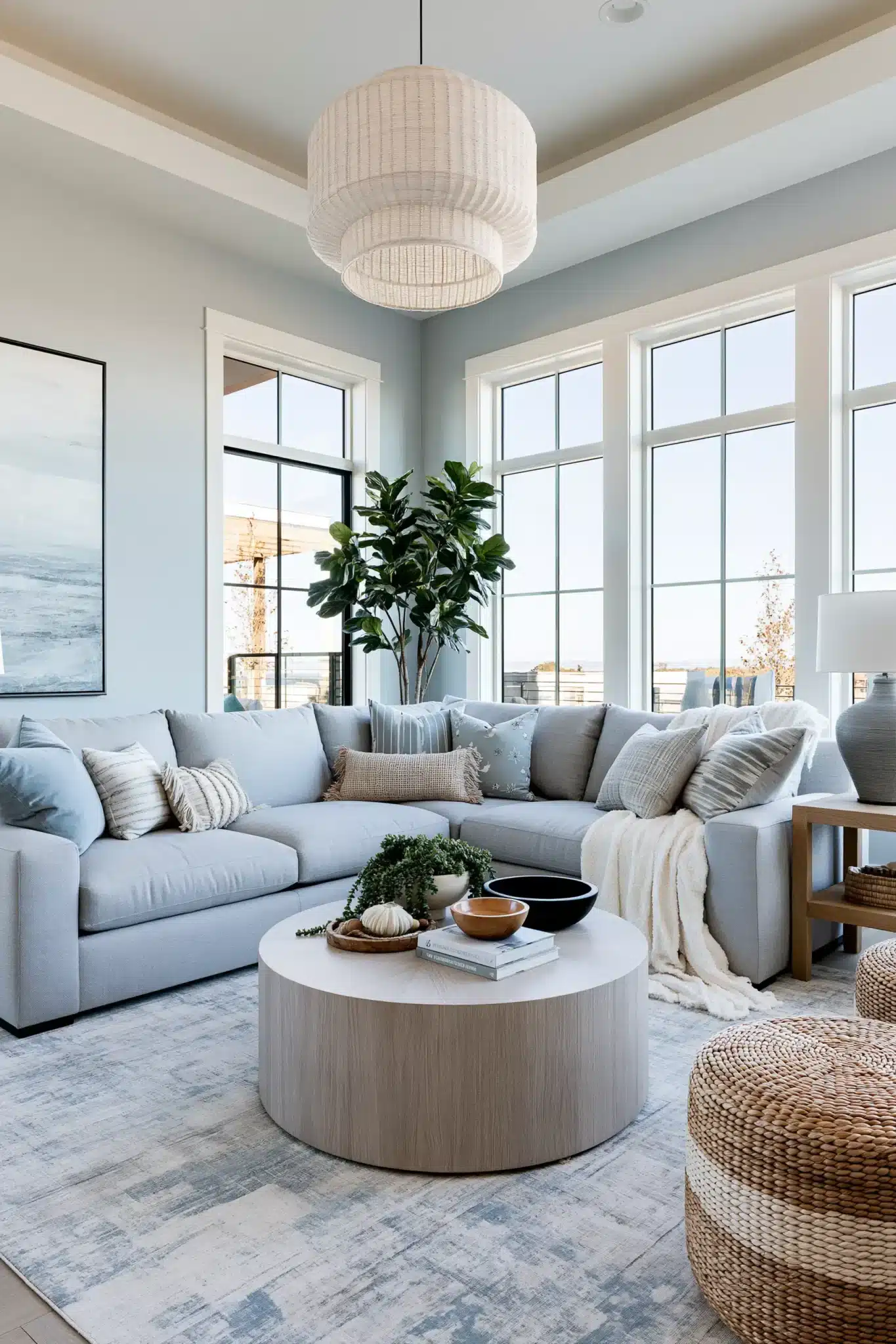 light blue and grey living room