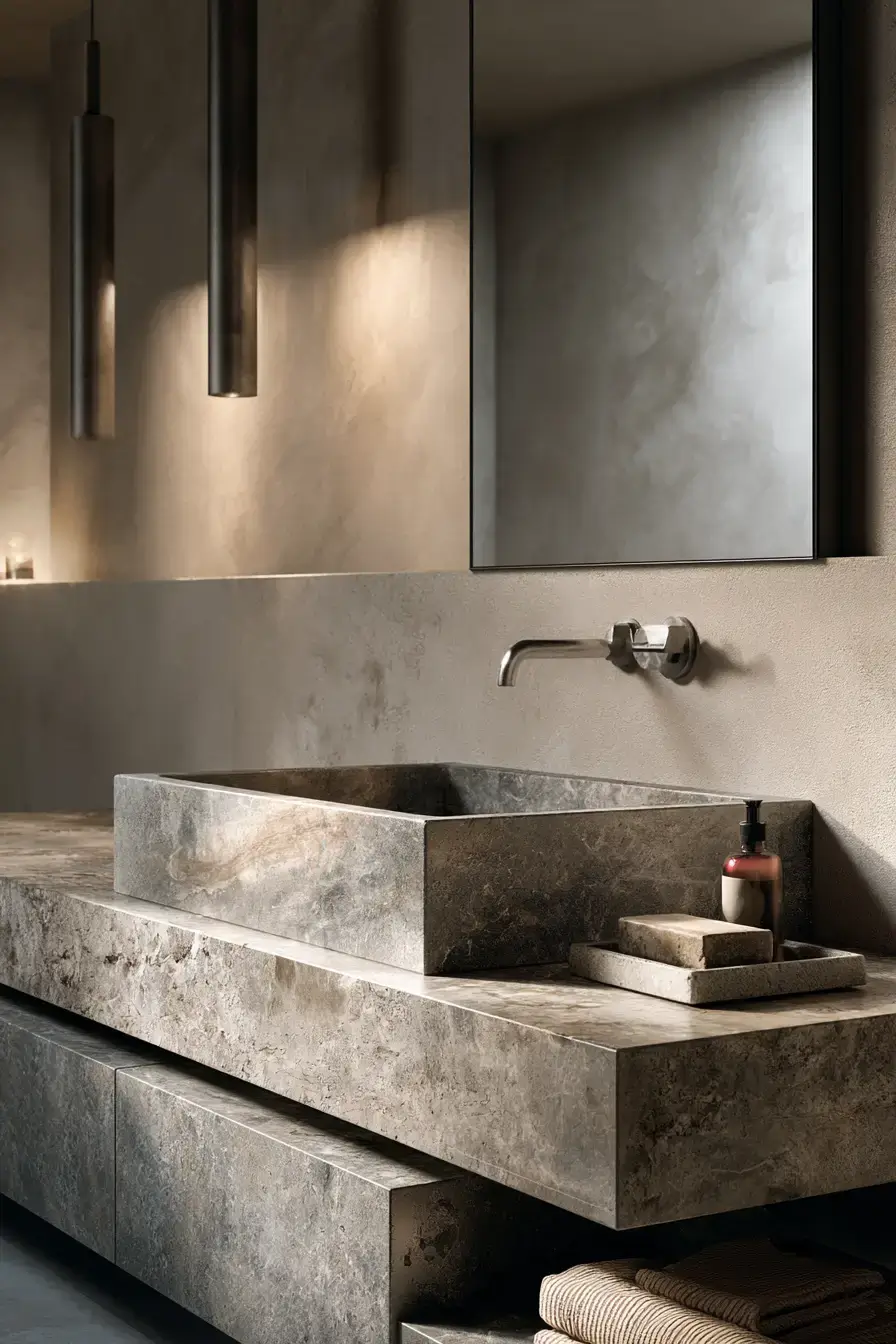 stone sink bathroom
