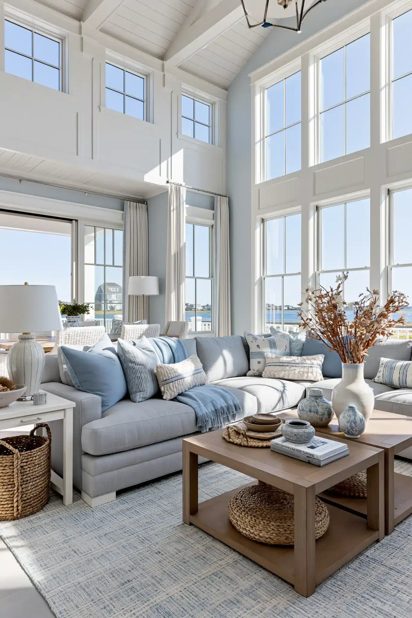 light blue and grey living room